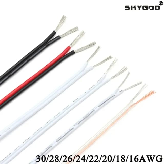 2~50m UL2468 Electrical Wire Tinned Copper PVC Insulated 2 Pins 16/18/20/22/24/26/28/30 AWG Extension LED Strip Cable
