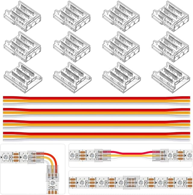 BTF-LIGHTING 3 pin 10 mm transparent connector kit with corner connectors and extension wires
